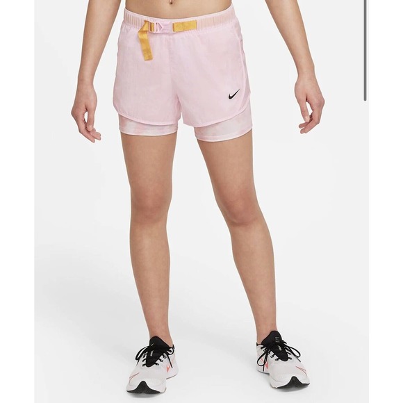 Nike Kids' Dry Tempo Shorts (Big Girl) Size Small PINK FOAM/ BUCK TAN - Picture 2 of 4